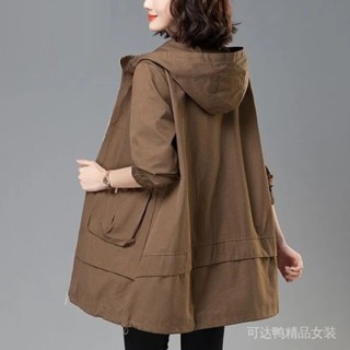[現貨秒發]韓版寬鬆風衣女中長款春秋裝2024年新款中年媽媽休閒洋氣外套 L0XU