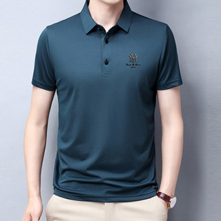 NEW 短袖男 夏季薄款上衣 上衣男士 冰絲短袖 T恤男 中青年上衣 翻領大學T POLO衫男 T恤 男士短袖