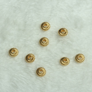 宏雲Hongyun-tl- （30pcs/份）- 14k包金菊花形扁圓珠 diy手工飾品配件 自製項鍊手鍊串珠隔珠材料