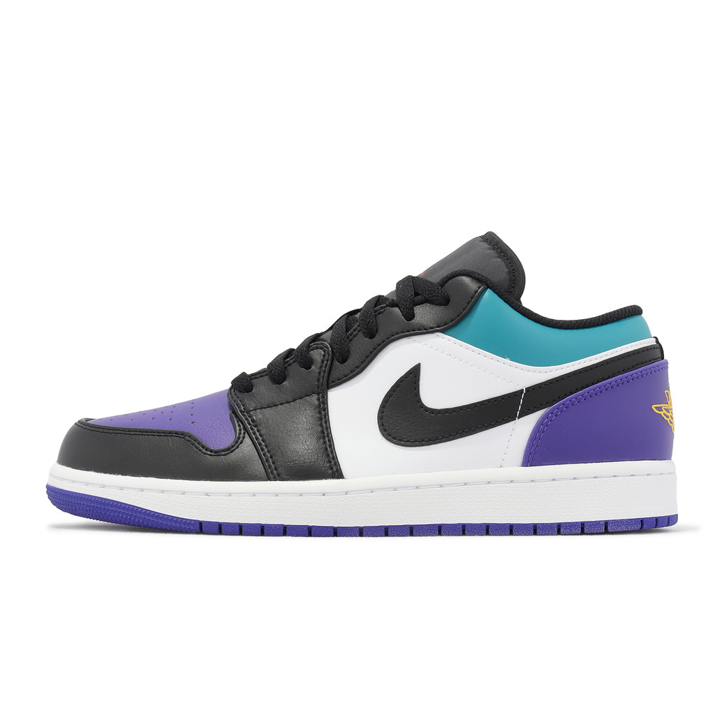 Nike 休閒鞋 Air Jordan 1 Low Aqua 男鞋 白 黑紫 AJ1 [ACS] 553558-154