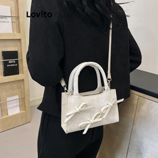 Lovito 休閒蝴蝶迷你蝴蝶結裝飾手提包簡約可愛多種使用場景女士小斜揹包 LFA66116
