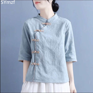 原住民服飾 繡花漢服女 初色 服飾 SY棉麻唐裝上衣中式改良旗袍中國風漢服春夏季復古民國風茶服女裝