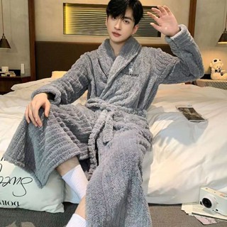 可外穿保暖秋冬睡袍珊瑚絨浴袍浴袍睡衣[D1117]新款一體睡衣男睡袍青少年浴袍男女通用宿捨家居寬鬆大方舒適