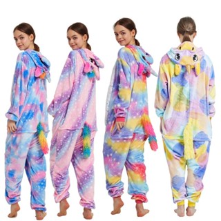 臺灣發貨- 新款 卡通獨角獸連帽睡衣 連身衣 成人 Kigurumi 熊貓睡衣燙金獨角獸 睡衣 聖誕節派對扮演服