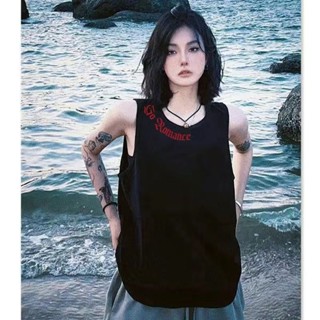 Chic☀【店鋪熱銷】韓版新款純棉百搭寬鬆無袖印花圓領背心夏季簡約閨蜜裝T恤上衣ins 女生背心 小可愛上衣 女裝無袖衫