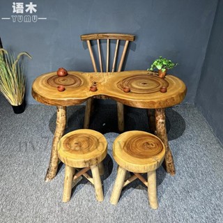 ✨可開統編✨小型餐桌 實木香樟木 特色陽臺小桌 家用吃飯喝茶根雕桌天然創意 桌子 實木桌子 餐桌 沙發桌 矮桌 會客桌