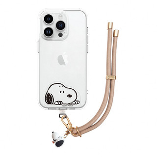 SNOOPY立體公仔吊飾造型夾片手機短掛繩/ 奶茶 eslite誠品