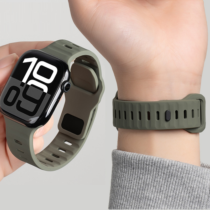 適用 apple watch 蘋果運動硅膠錶帶 蘋果手環 iwatch SE 1-10代通用 Ultra 舒適透氣腕帶