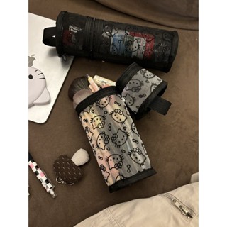【熱銷】多用款大容量kitty網紗便攜水桶筆袋 化妝包 刷包 手提可站立耐髒