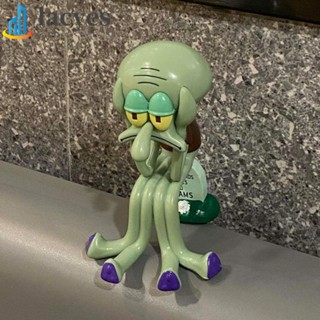 LACYES海綿寶寶公仔,動漫週邊卡通人物Squidward手機支架,PVC娃娃手機支架章魚雕像