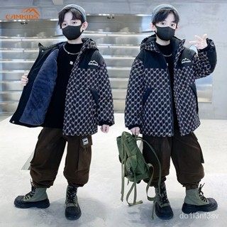 大減價📣CAMKIDS男童外套秋冬款加絨加厚中小童棉襖2024款棉服洋氣派剋服 FHT5
