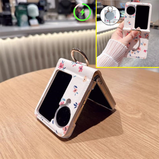 時尚花朵印花戒指架皮套oppo Find N3 N2翻蓋套磁性無線充電防震後殼蓋Flip5 Flip6