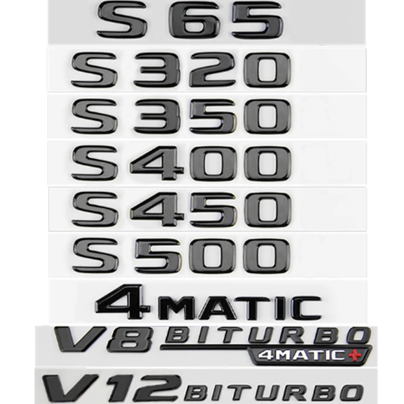 黑色 3D 汽車字母 V12 V8 Biturbo 標誌貼紙適用於梅賽德斯 S63 S65 AMG S320 S350