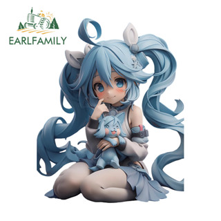 EARLFAMILY Hastune Miku 3D 卡通汽車貼紙遮擋劃痕大篷車窗戶手提箱筆記本電腦 JDM 貼花防水有
