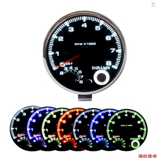 Casytw 7 Led 顏色背景燈 3.75 英寸汽車通用黑色轉速表儀表藍色 Inter Shift 燈