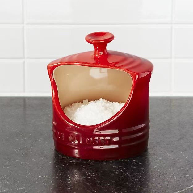 Le Creuset 瓷鹽罐食品罐儲物罐調味罐可打開防潮濕調味罐儲物罐