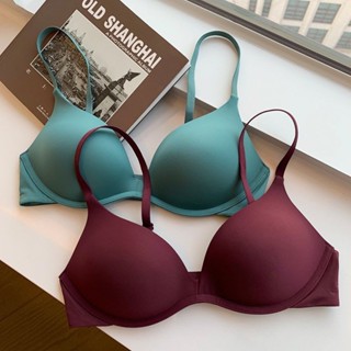 新品-日本無痕文胸一片式無鋼圈光麵簡約透氣聚攏小胸內衣少女學生胸罩
