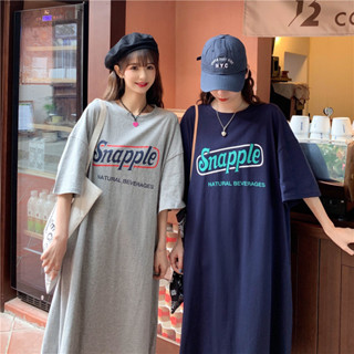 大尺碼睡裙女 韓版ins風睡衣 oversize 短袖寬鬆中長款字母網紅大尺碼可外穿長裙 女版居家睡衣裙