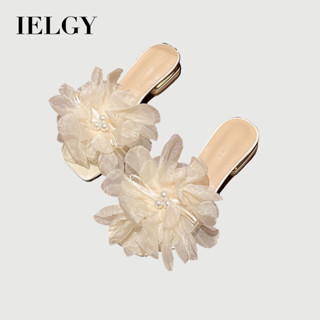 IELGY 法式花朵珍珠拖鞋女夏季時尚
