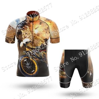 Big SALE Cat Explosion 男士騎行服套裝夏季騎行服公路自行車襯衫套裝自行車背帶褲短褲山地車服