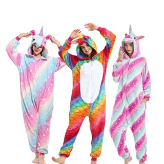 臺灣發貨- 拉鍊頭款 動物獨角獸睡衣 Kigurumi 成人 青少年 女式睡衣 法蘭絨溫暖 柔軟 連身衣家居服