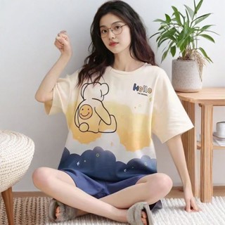 Lovelg baby🌷【店鋪熱銷】睡衣睡褲女潮夏天新款卡通印花傢居服兩件套裝大碼短袖短褲可外穿