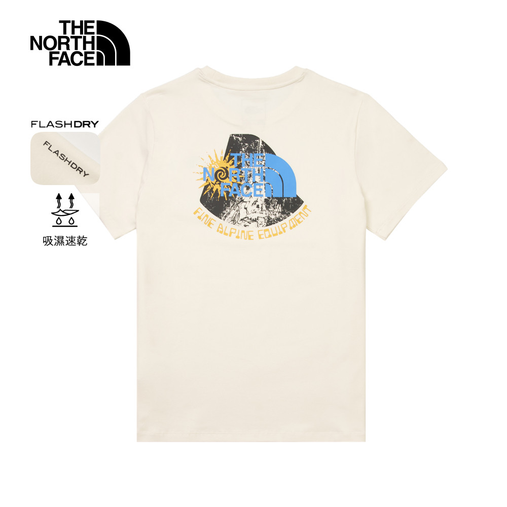 The North Face北面女款米白色吸濕排汗短袖T恤｜8D7NQLI 排汗衫