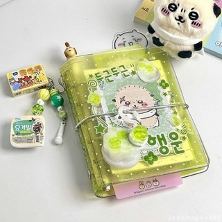 Record🖤 新品四葉草果凍透明M5活頁手帳本 綁帶閃本 記事本 外殼筆記本 M5M5筆記本 m5活頁本 古早手帳