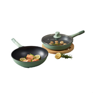 康寧餐具 SNAPWARE 藍寶石鑄造不沾雙鍋組28cm- 綠(28cm平煎鍋+28cm深炒鍋)[免運][大買家]