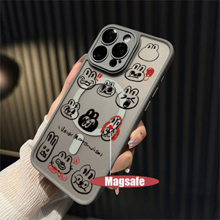 HP Iphone 15 promax 手機殼塗鴉idea 兔子表情相機支援無線充電 magsafe 硬磨砂手機殼適用於