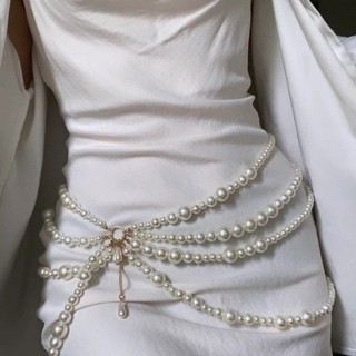 腰鍊 日系 朋克腰鏈 辣妹腰鏈 身體鏈 腰鍊 珍珠腰鍊 MW3096歐美waist chain粗細各異珍珠相接多層流蘇側
