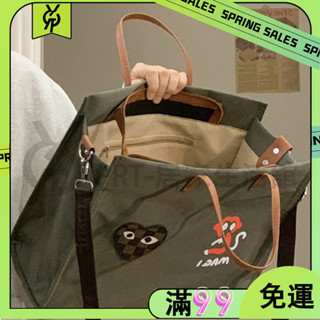 百貨商店森林綠 卡通尼龍 帆布包 大容量手提 斜挎包 單肩帆布包 托特包 補習袋 百寶袋 功課袋 萬用 手提包 便當袋