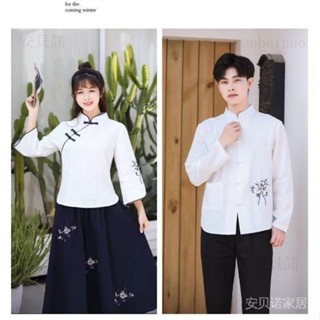 a849 民國風學生服五四青年裝女班服復古風漢服改良版旂袍上衣中式唐裝【安貝諾】