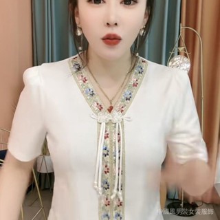 女式現代菲律賓上衣休閒純色刺繡珍珠扣撞色蕾絲襯衫 Barong 女式加大碼正裝