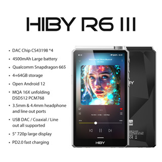 HiBy R6III 2025 / R6 Gen 3 Android 12 音樂播放器 MP3 高分辨率音訊