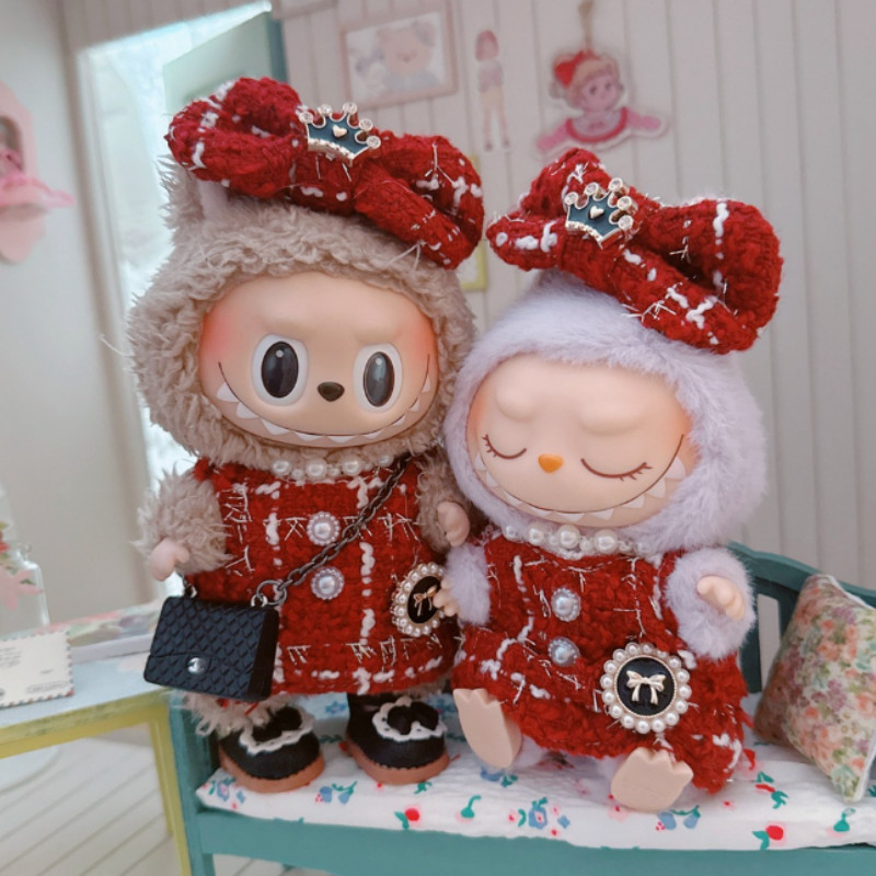 【現貨娃衣】坐坐派對拉布布衣服labubu二代美滋滋坐姿新年娃衣馬卡龍糖膠玩偶