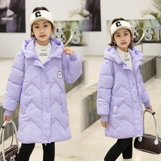 2024中大童免洗中長款羽絨棉服外穿女童校服洋氣韓版5-15嵗保暖WTMZF