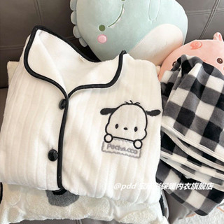 珊瑚絨居家服寬鬆套裝法蘭絨睡衣睡衣女冬季[D1019]法蘭絨睡衣女秋冬季加絨加厚學生可愛可外穿珊瑚絨長袖家居服套裝