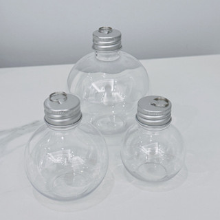 現貨【塑膠瓶】50ml 100ml 250ml 燈泡圓瓶食品級PET塑膠瓶 吊環蓋許願耶誕瓶透明