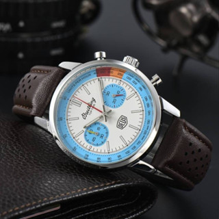BREITLING 百年靈百年經典簡約時尚優雅商務不銹鋼錶殼皮錶帶男士手錶銳表ys