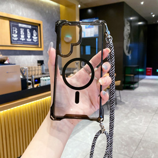 四角防摔 附斜掛掛繩 磁吸保護殼 適用於 三星Galaxy S25 S24 S23 Ultra S25+ 手機殼