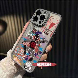 HP Iphone 15 promax 手機殼蜘蛛俠卡通人物相機支援無線充電 magsafe 硬磨砂手機殼適用於 11