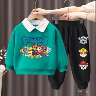 高質感 低價出🌈汪汪隊衣服套裝男童裝Polo領衛衣秋季新款中小童卡通洋氣假兩件套 LWDF