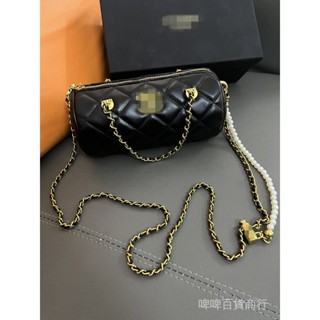 💯臺灣出貨#新款vip櫃臺積分兌換款gift中古包竹筒包鏈條菱格單肩斜跨枕頭包