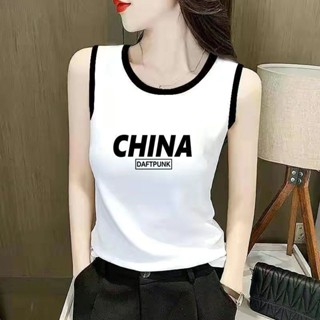 衣時尚 無袖上衣 背心 吊帶衫 打底衫 印花上衣 內搭 S-XL新款背心女白色內搭穿打底衫無袖t恤衫小香風穿-2682.
