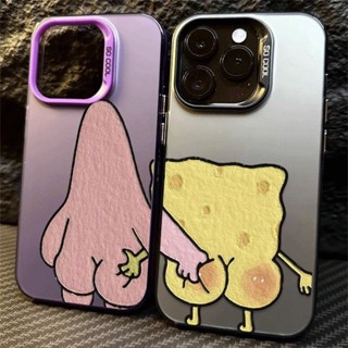 桃園出貨 情侶手機保護殼 適用iPhone16趣味可愛海綿寶寶蘋果手機殼15Pro/14plus13/i12小眾手機外殼