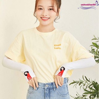 VALENTINE防曬套彈性臂罩尼龍自行車手套可愛薄婦女抗紫外線卡通女孩防曬罩