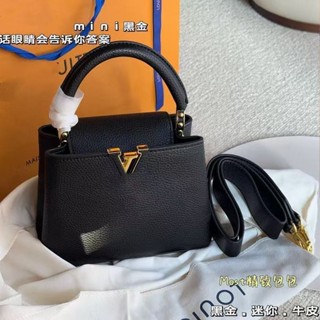 [高版限量訂單] Capucines 手提包寬肩帶手提包真皮斜挎側肩女包