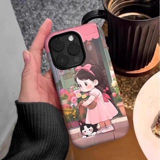 抱著一束花的女孩保護殼適用於 iPhone 11 15Pro 14ProMax 7plus 13Pro 16ProMax