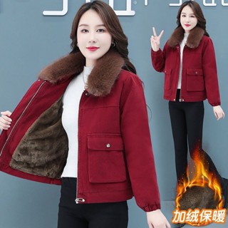 S-5XL 大尺碼外套 大碼女裝 加絨加厚派克服毛領外套女裝春冬裝爆款小個子短款棉服棉衣
